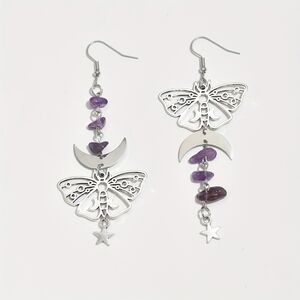 Silver Amathyst Butterfly Earrings